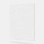 Elegante Hand Getrokken Boog & Lint Huwelijk Welko Acryl Bord (Hoek)