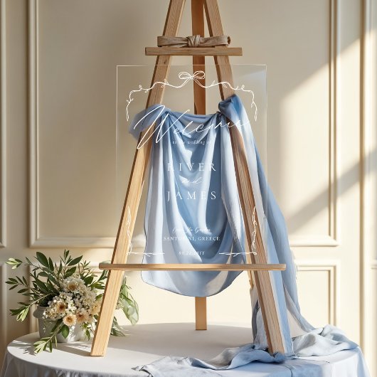 Elegante Hand Getrokken Boog & Lint Huwelijk Welko Acryl Bord