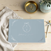 Elegante Hand Getrokken Boog & Lint Monogram Huwel Gastenboek