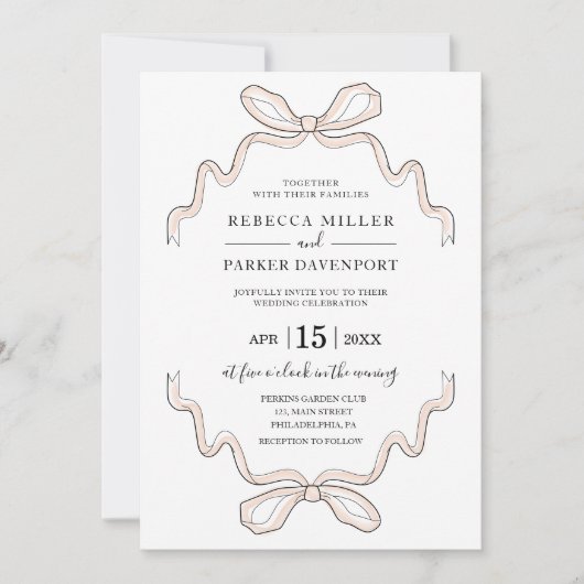 Elegante Hand getrokken boog moderne bruiloft uitn Kaart (Voorkant)