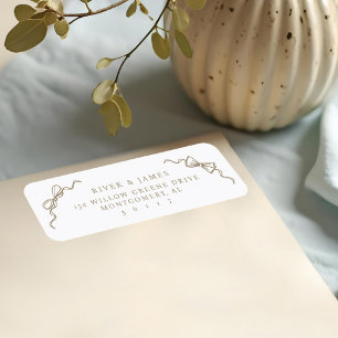 Elegante Hand Getrokken Bow & Bowties Vintage Wedd Etiket