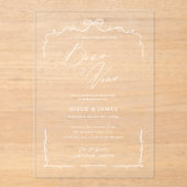 Elegante Hand Getrokken  Bow & Ribbon Wedding Acryl Uitnodigingen (Voorkant)