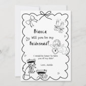 Elegante Hand Getrokken Bruidsmeisje Voorstel Kaar Kaart (Voorkant)