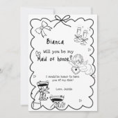 Elegante Hand Getrokken Bruidsmeisje Voorstel Kaar Kaart (Voorkant)