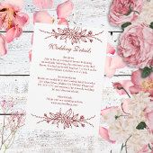 Elegante hand getrokken bruiloft details informatiekaartje