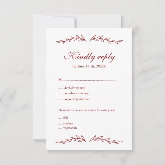 Elegante hand getrokken bruiloft RSVP kaartje (Voorkant)