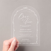 Elegante Hand Getrokken Chic Bow & Lint Boog Weddi Acryl Uitnodigingen (Insitu (Draagbaar))