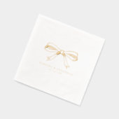 Elegante Hand Getrokken Coquette Boog Trouwgoud Folie Servetten (Links)