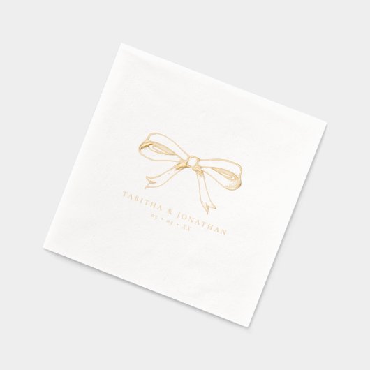 Elegante Hand Getrokken Coquette Boog Trouwgoud Folie Servetten (Links)