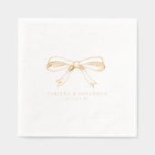 Elegante Hand Getrokken Coquette Boog Trouwgoud Folie Servetten (Voorkant)