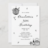 Elegante Hand Getrokken Discobal 30e Verjaardag Kaart (Voorkant)