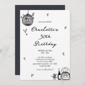 Elegante Hand Getrokken Discobal 30e Verjaardag Kaart (Voorkant / Achterkant)