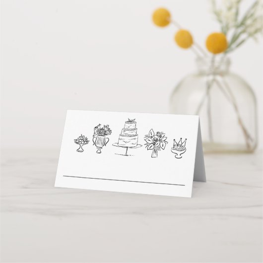 Elegante Hand getrokken Doodles Scribbles Trouwfee Plaatskaartje (Achterkant)