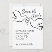 Elegante hand getrokken duiven Chic minimalistisch Save The Date (Voorkant)