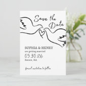Elegante hand getrokken duiven Chic minimalistisch Save The Date (Staand voorkant)