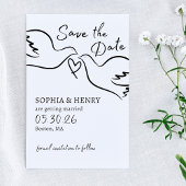 Elegante hand getrokken duiven Chic minimalistisch Save The Date