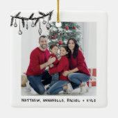 Elegante Hand getrokken Familie Foto Kerstmis Keramisch Ornament (Achterkant)