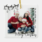 Elegante Hand getrokken Familie Foto Kerstmis Keramisch Ornament (Voorkant)