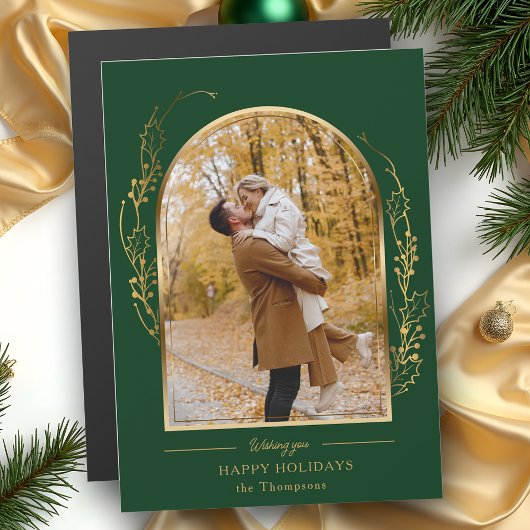 Elegante hand getrokken gouden Holly Arch foto