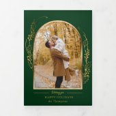 Elegante hand getrokken gouden Holly Arch foto Drieluik Kaart (Cover)