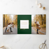 Elegante hand getrokken gouden Holly Arch foto Drieluik Kaart (Binnen)