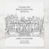 Elegante Hand getrokken herenhuis bruiloft Dank u Wijn Etiket (Enkel label)