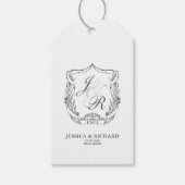 Elegante Hand Getrokken Huwelijk Monogram Crest Cadeaulabel (Voorkant)