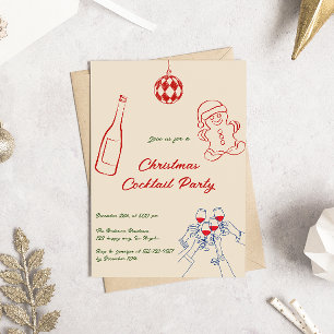 Elegante hand getrokken kerst cocktail party kaart