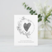 Elegante Hand Getrokken Kolibrie Bloemenkrans Hart Aankondiging (Staand voorkant)