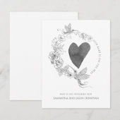 Elegante Hand Getrokken Kolibrie Bloemenkrans Hart Aankondiging (Voorkant / Achterkant)