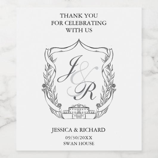 Elegante Hand getrokken Kreeft Dank u Wijn Etiket (Enkel label)