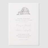 Elegante hand getrokken land schuur bruiloft vellum uitnodigingen (Voorkant)