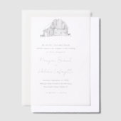 Elegante hand getrokken land schuur bruiloft vellum uitnodigingen (Offset)