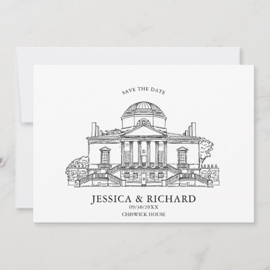 Elegante hand getrokken locatie Chateau illustrati Kaart (Voorkant)