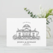 Elegante hand getrokken locatie Chateau illustrati Kaart (Staand voorkant)