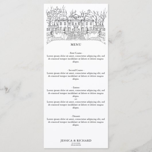 Elegante hand getrokken locatie Chateau illustrati Menu (Voorkant)