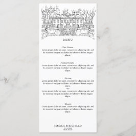 Elegante hand getrokken locatie Chateau illustrati Menu