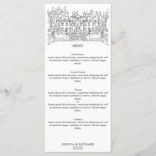 Elegante hand getrokken locatie Chateau illustrati Menu