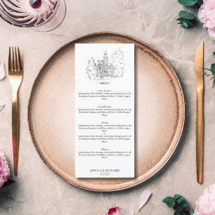 Elegante hand getrokken locatie Chateau illustrati Menu