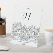 Elegante hand getrokken locatie Chateau illustrati Reclamebord Met Voetstuk (Insitu)