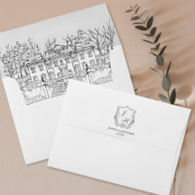 Elegante hand getrokken locatie Chateau Monogram C