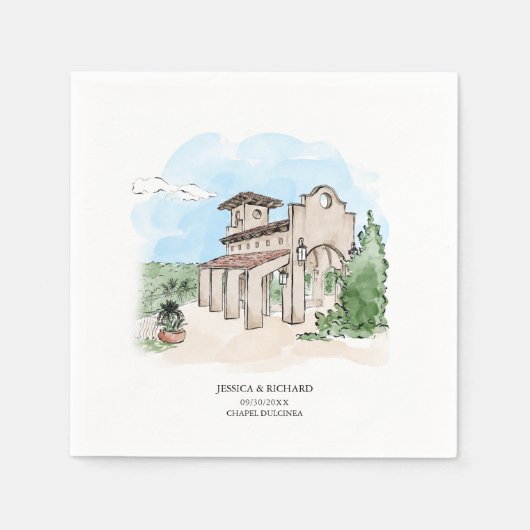 Elegante hand getrokken locatie Dank u Servet (Voorkant)