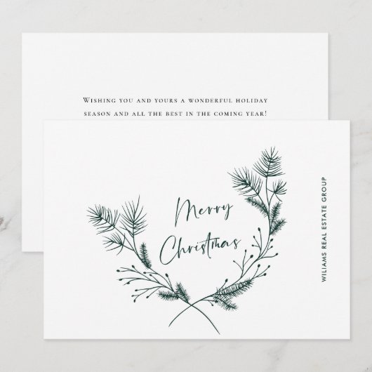 Elegante hand getrokken minimalistische kerst corp feestdagenkaart (Voorkant / Achterkant)