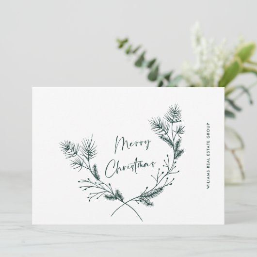 Elegante hand getrokken minimalistische kerst corp feestdagenkaart (Staand voorkant)