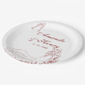 Elegante Hand getrokken paar bruiloft Papieren Bordje (Gekanteld)