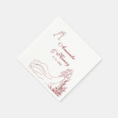 Elegante Hand getrokken paar bruiloft Servet (Hoek)