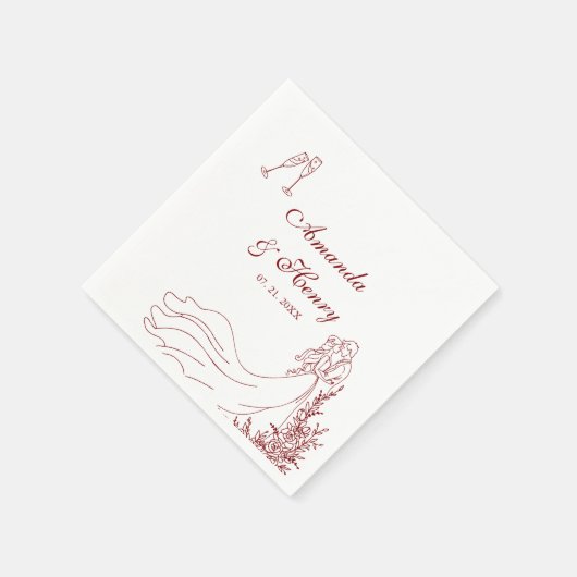 Elegante Hand getrokken paar bruiloft Servet (Hoek)