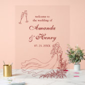 Elegante Hand getrokken paar bruiloft welkom Acryl Bord (Huwelijk)
