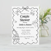 Elegante Hand getrokken paar douche Kaart (Staand voorkant)