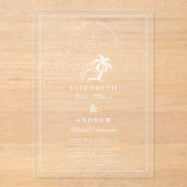 Elegante hand getrokken palmboom bruiloft acryl uitnodigingen (Voorkant)